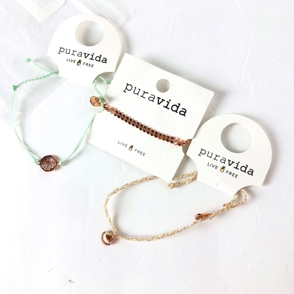 NWT pura vida set of 3 bracelets Rosie Coin & La Concha Bracelet Stack
